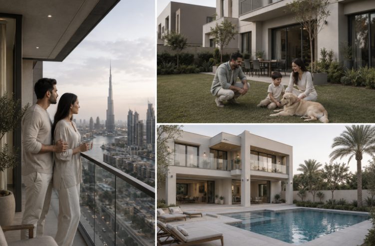 Lifestyle Comparison of Apartment, Townhouse, and Villa Living in Dubai for Different Buyer Types.