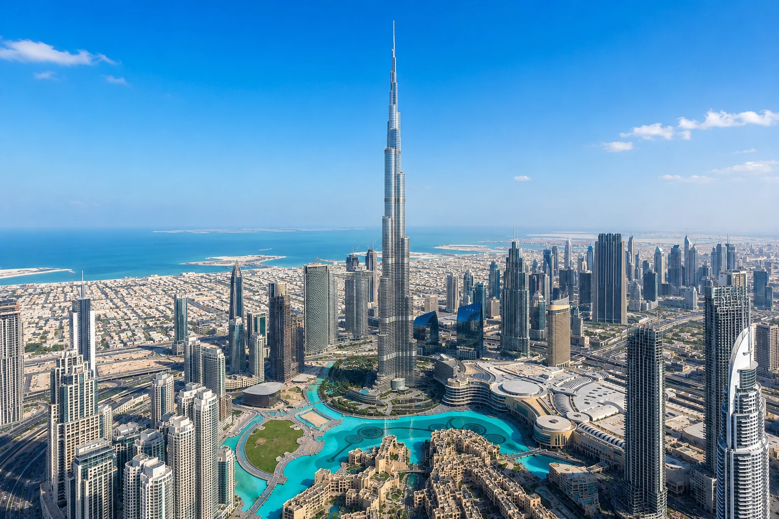 Downtown Dubai skyline showing freehold property areas open to foreign buyers