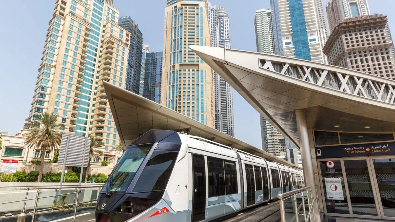 The Dubai Tram links Dubai Marina to JBR and the Dubai Metro network