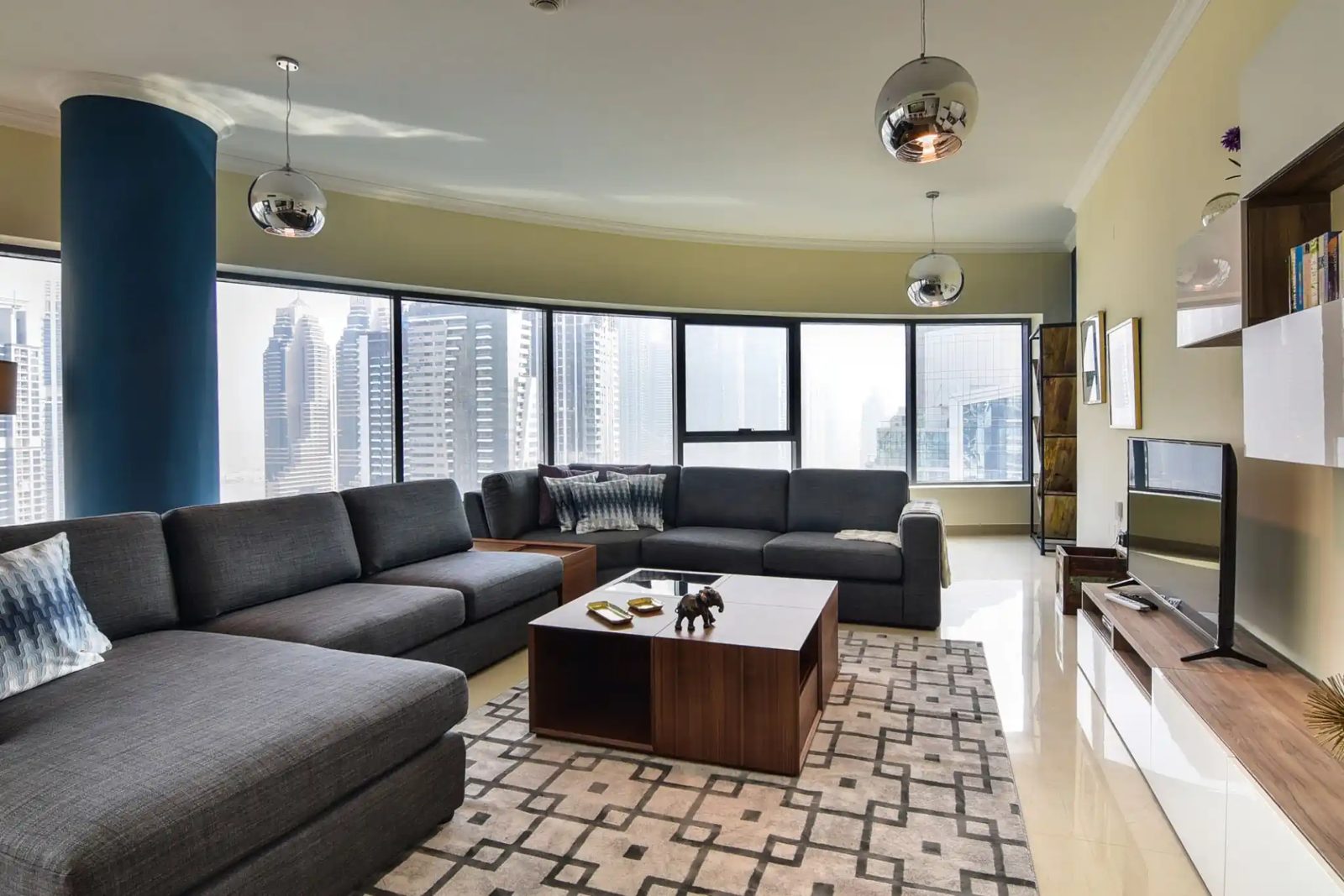 Off-plan property under construction in Dubai with the Burj Khalifa skyline behind