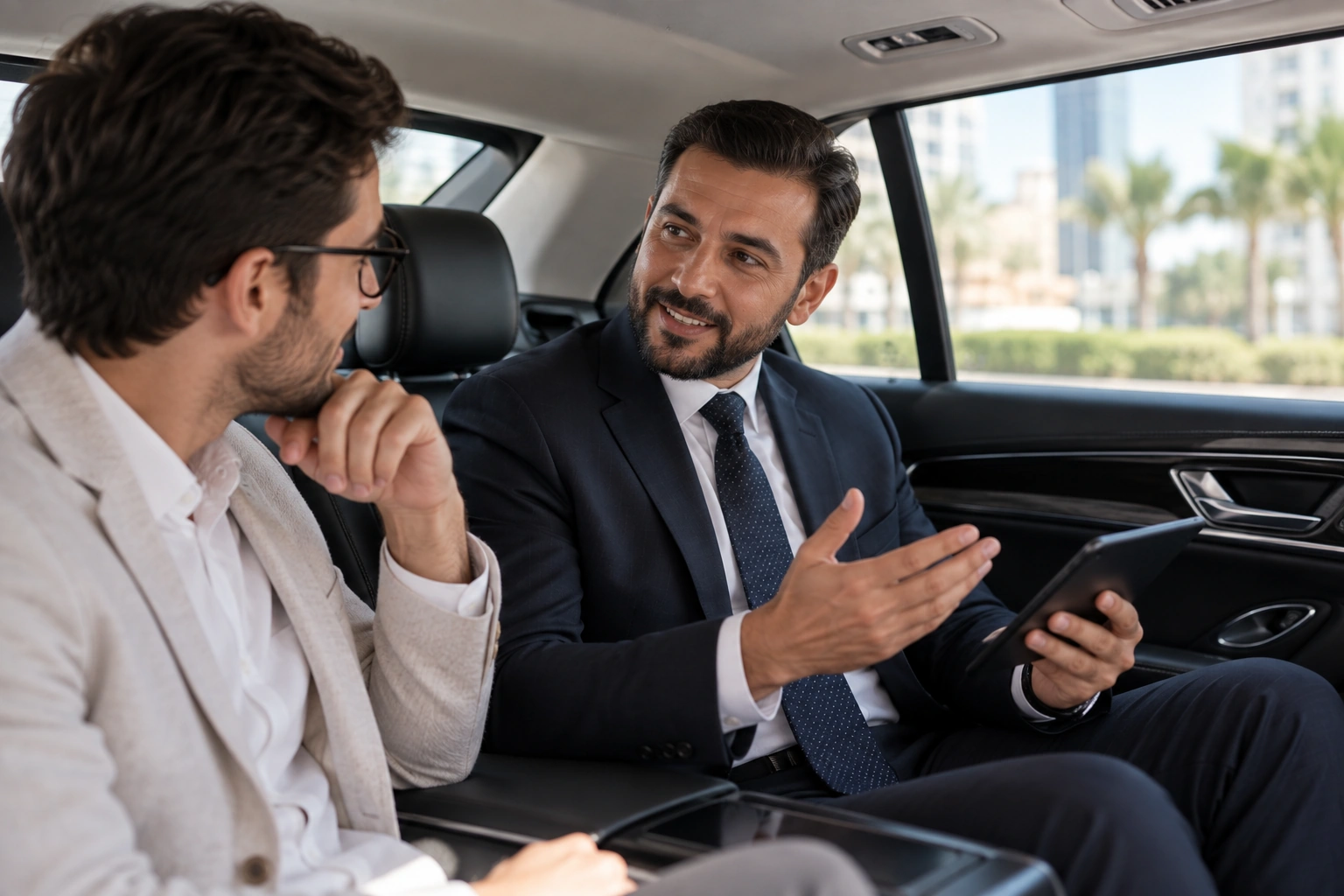 Real estate agent advising a client about Dubai property investment