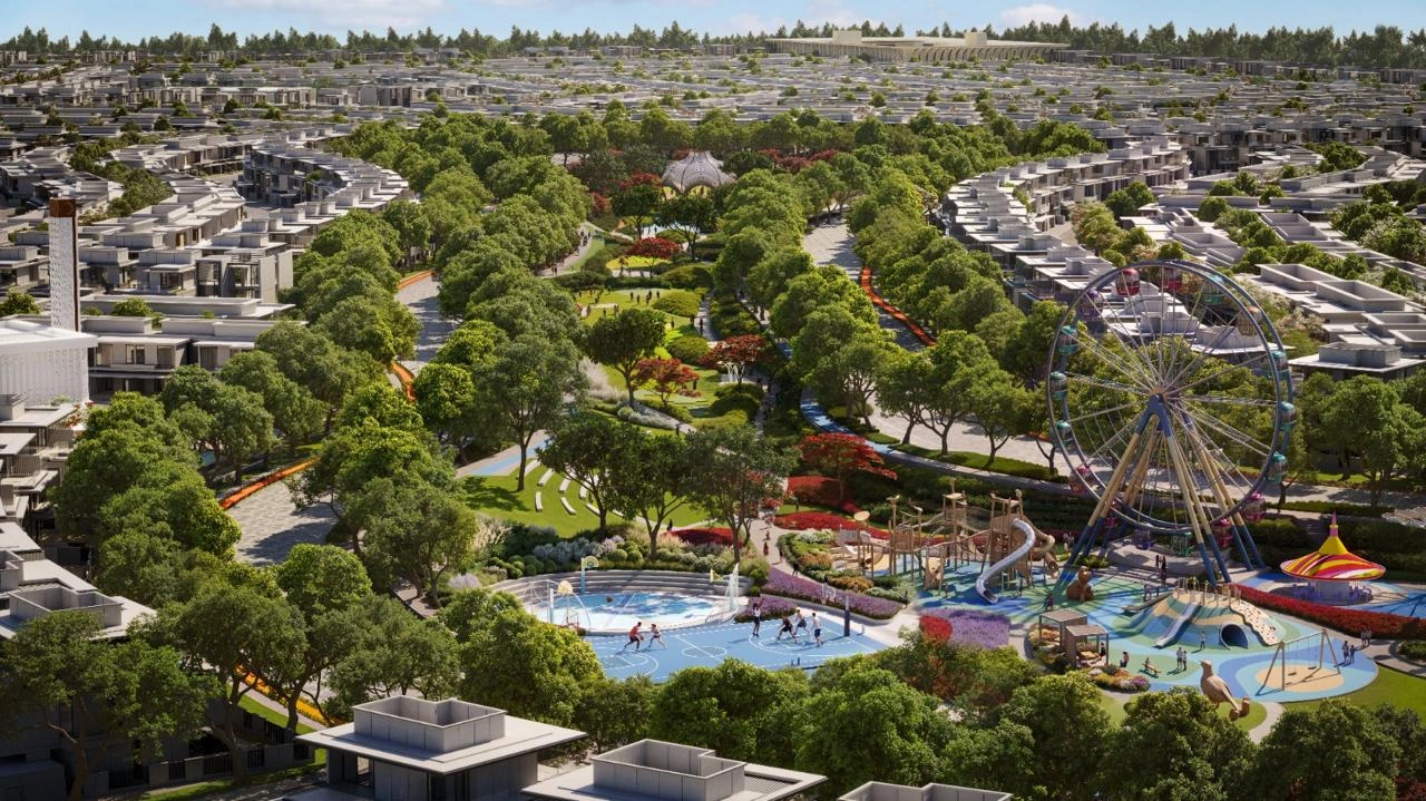 Azizi Florence master plan with six clusters arranged around a central park